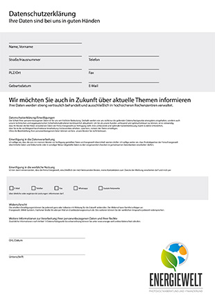 Datenschutzerklärung - Formular - Seite 1